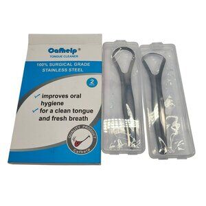 Cafhelp Tongue Scraper Cleaner 100% Surgical Grade Stainless Steel 2-Pack